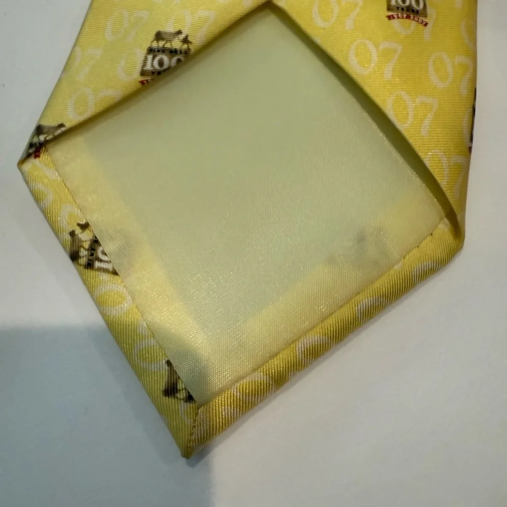 Rare Blue Bell Tie 100 Years Gold Yellow Ice Cream Rare 100% Silk